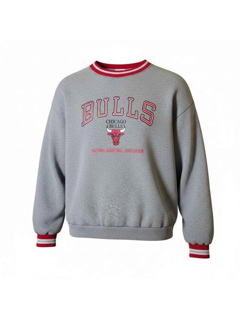 Chicago Bulls NBA Grey Striped Sweatshirt Pullover